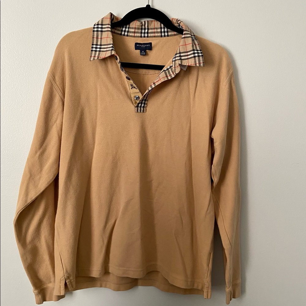 Burberry Golf Vintage Nova Check Polo Long Sleeved Shirt Medium